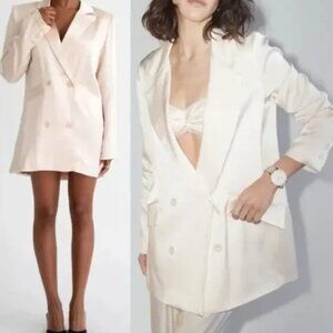 Rumored James Champagne Satin Blazer Jacket Dress Small